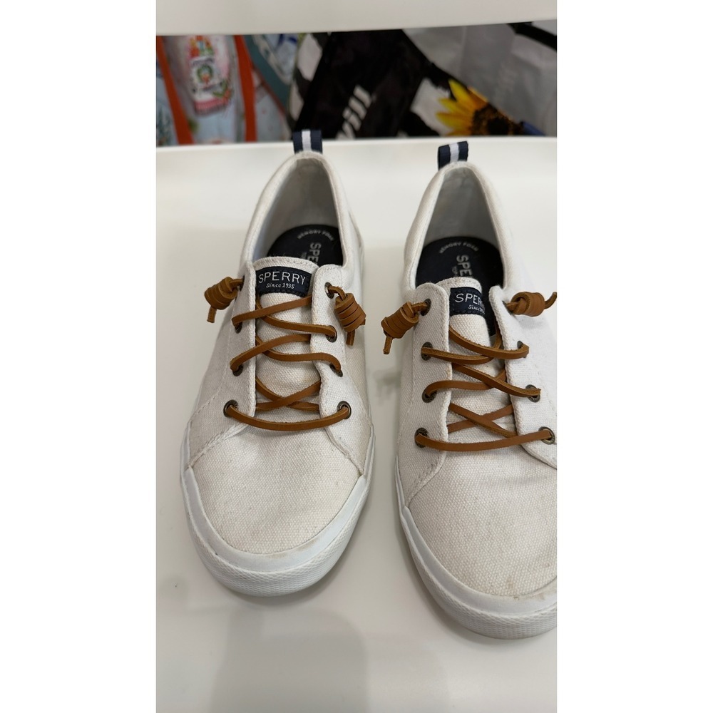 Sperry Top-Sider Crest Vibe Canvas Sneakers Oatmeal White Womens 9.5